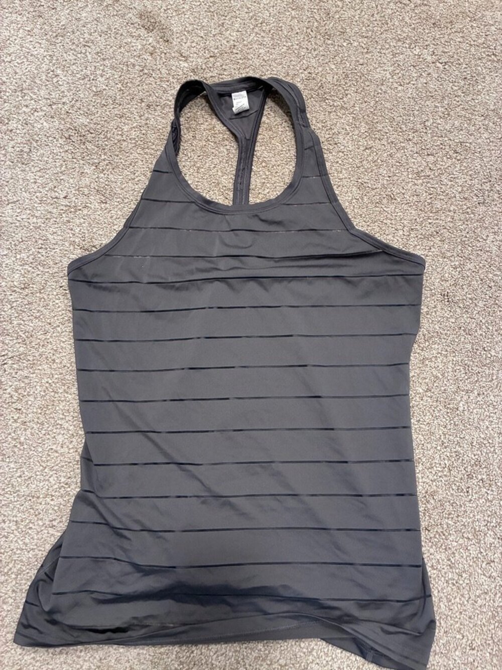 Athleta Striped Racerback Tank Top Gray M